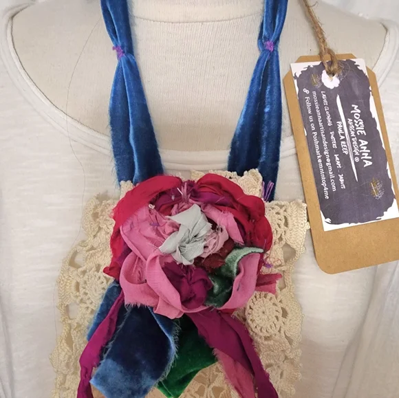 JABOT💝MOSSIE ANNA ARTISAN DESIGN NWT !!WEAR MANY WAYS!!❤️💖OOAK - Picture 6 of 16